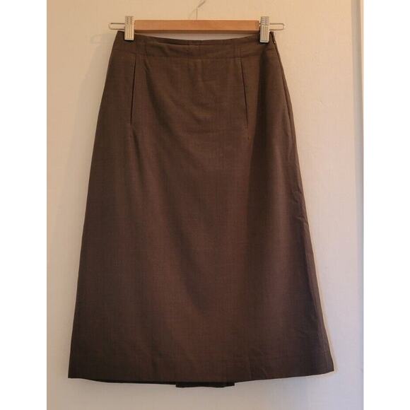 Louis Vuitton Skirt Womens 34 Gray Wool A-Line High Rise Midi Skirt France Sz 2 - Picture 1 of 11